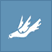 Static pixel art icon of a white bird-like creature with multiple wing structures against a solid blue background, rendered in low-resolution 8-bit style with visible dithering and anti-aliasing effects.