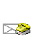Animated sequence showing a yellow telephone icon interacting with white envelopes and paper documents on gray background.
