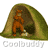 Animated contact sheet of a cartoon bear mascot in an orange outfit inside a green tent across eight frames with visible text "Coolbuddy" below each frame.