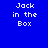 Four display 'Jack in the Box' text in white pixelated font on blue, purple, red, and purple backgrounds