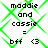 Pixelated text and green crosshatch pattern on white background, with visible animation changes between frames.