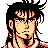 Pixelated 48x48 static buddy icon of a character with spiky black hair, orange highlights, and light skin tone rendered in retro video game style.