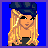 Pixel art contact sheet showing three animated frames of a female character with blonde hair and blue background, plus two text panels reading "Got Hockey" and question marks.
