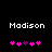 Pixelated text 'Madison' above two of pink and purple puzzle-piece icons on a black background