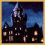 Four pixelated : a dark castle at night, a smiling person with glasses, an owl's face, and 'harry potter' text on black