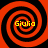 Four identical spiral patterns arranged in a , each containing the text 'Giulio' in yellow pixelated font against a red and black spiral background