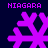 Four identical pixelated snowflakes in bright magenta on dark blue background with 'NIAGARA' text above and below each snowflake.
