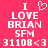 A static image with a bright pink background displays white pixelated text reading "I LOVE BRIAN SFM 31108<3" in two identical vertical