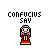 Pixel art icon set featuring Confucius and 'Man with no clothes' text, showing clothing changes from red robe to nude poses.