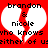 Red background with white heart split by red diagonal line, black text reading 'brandon & nicole who knows who knows either of us' in pixelated font.