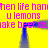 Yellow background with blue L-shaped frame and pink text repeating 'when life han u lemons make beef sb' in pixelated font.