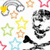 Pixelated skull and crossbones with colorful stars, rainbows, hearts, and bows on a white background.