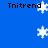 Blue background with white snowflake icons and black text reading "Tnitrend" in four positions.