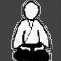 A white figure in a traditional martial arts uniform performs sequential bowing motions against a dark gray background.