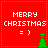 Red square icon with "MERRY CHRISTMAS = )" text and green tree, alternating between two positions in a