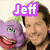 six shows a person with dark hair and a purple puppet-like creature, each displaying different text labels above the figures
