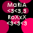 Pixelated icon with repeated text elements and pink circular shapes on black background, showing animation changes in text and shapes.