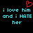 A static pixel art image with cyan text on black background, featuring a red heart symbol above the text.