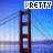 Pixelated bridge image with 'PRETTY' text above, showing animation changes in the bridge structure and background colors.