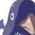 Pixelated static image of a cartoon character with blue hair and brown facial features, partially cropped on the right side against a white background.