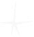 Two white pixelated star shapes on a gray background, with the left star larger and more extended than the right one.