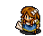 Pixel art character with brown hair and blue eyes holding a white object, shown in four poses including one with an 'EMAIL' speech bubble.
