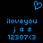 Blue pixelated heart symbol above blue text reading iloveyou jos 12307<3 on black background.