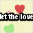 Pixelated heart-themed animation with text overlays and floating hearts on a speckled background.