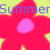 A pixelated image shows two large flowers with text reading 'Summer' in blue letters across the top.