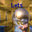 A pixelated image of a character in a golden helmet with blue text reading 'Lets Go' and 'IRISH! ND '11' over a blurred background.