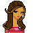 Pixel art contact sheet showing a female character's full body and partial views with pink text reading 'you say like it's an crazy' and 'INSULT!' on white background.