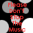 Red text "Please Don't Stop The Music" on black background with gray and white circles, animated as circles shift positions.
