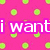 Pink background with green circular patterns, white text outlined in purple reading "i want him back<3".