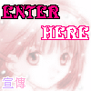 Two side-by-side show a stylized anime-style face with pink hair and large brown eyes, overlaid with text in contrasting colors