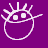 Pixelated white cartoon character with spiky hair and large eyes on solid purple background next to stylized text reading 'i am unique' in lowercase letters.