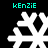 Four white snowflake-shaped icons with varying branch patterns displayed on a black background, each labeled 'kEnZiE' in cyan text above and below.
