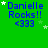 Green background with blue text reading "Danielle Rocks!! <333" and scattered white stars in a