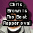 Pixelated image of a person wearing a dark cap and gray jacket over black-and-white striped shirt, with overlaid text blocks on purple background.