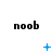 Pixelated black text 'noob' repeated three times in a above blue animated symbols on white background