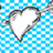 A static image with a blue and white checkered background, a white heart with a gray outline, and the text "above the influence" in black pixelated font.