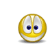 Yellow circular face with blue eyes and white eyebrows, holding red roses in various positions
