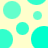 A static pattern of cyan and light cyan circles on a pale yellow background with no text or additional elements.