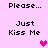 Pixelated text on pink background with two heart symbols in different positions across frames.