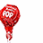 Red chicken drumstick-shaped icon with 'POP' text, transitioning from static to animated text reading 'how many licks'.