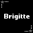 Black background with white pixelated text "Brigitte" repeated in two , surrounded by small star and dot patterns