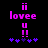 Pixelated purple text and symbols on black background with two variations of star and exclamation mark positions.