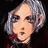 Pixelated anime-style character with gray hair and dark clothing on left, next to stylized text "Anime IM" and "com" on black background in a 2x1 contact sheet layout.
