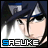 A 4x3 contact sheet of animated frames showing a pixelated anime character with dark blue hair and silver headband, each frame displaying slight variations in facial expression and eye position beneath the text "SASUKE" at the bottom.