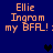 Pixelated orange text on dark blue background with black heart symbols, showing repeated phrases and partial lettering.