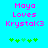 Pixelated text 'Maya Loves Krystal<3' in pink on cyan background with green plus signs below, two identical frames side-by-side.
